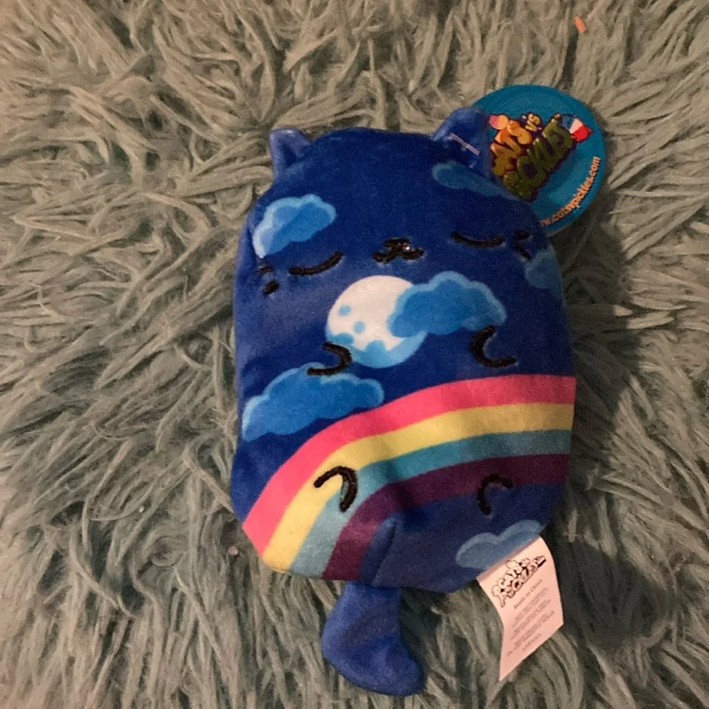 Cats vs pickles Blue Cat Plush with Rainbow Design - Picture 13 of 13
